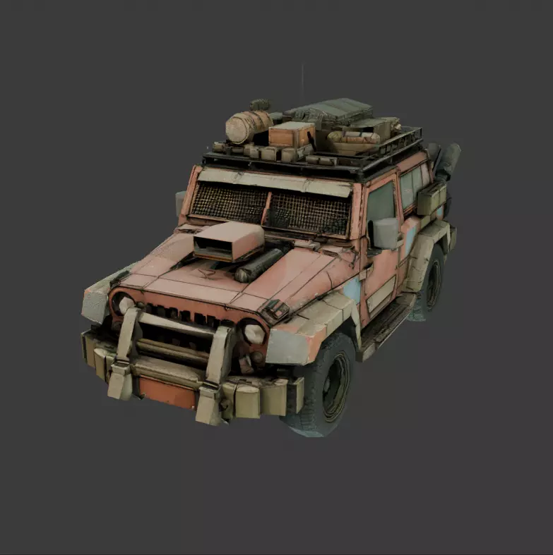 Dystopian jeep Low-poly 3D model
