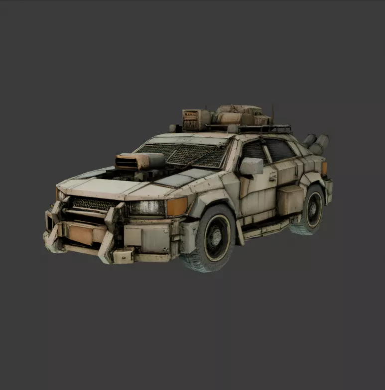 Dystopian car Low-poly 3D model