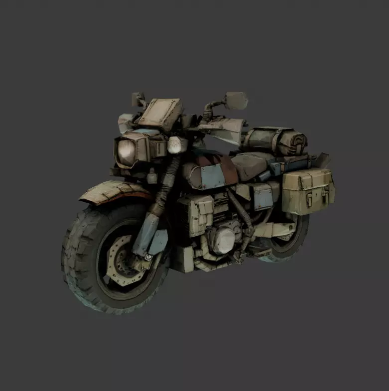 Dystopian bike Low-poly 3D model