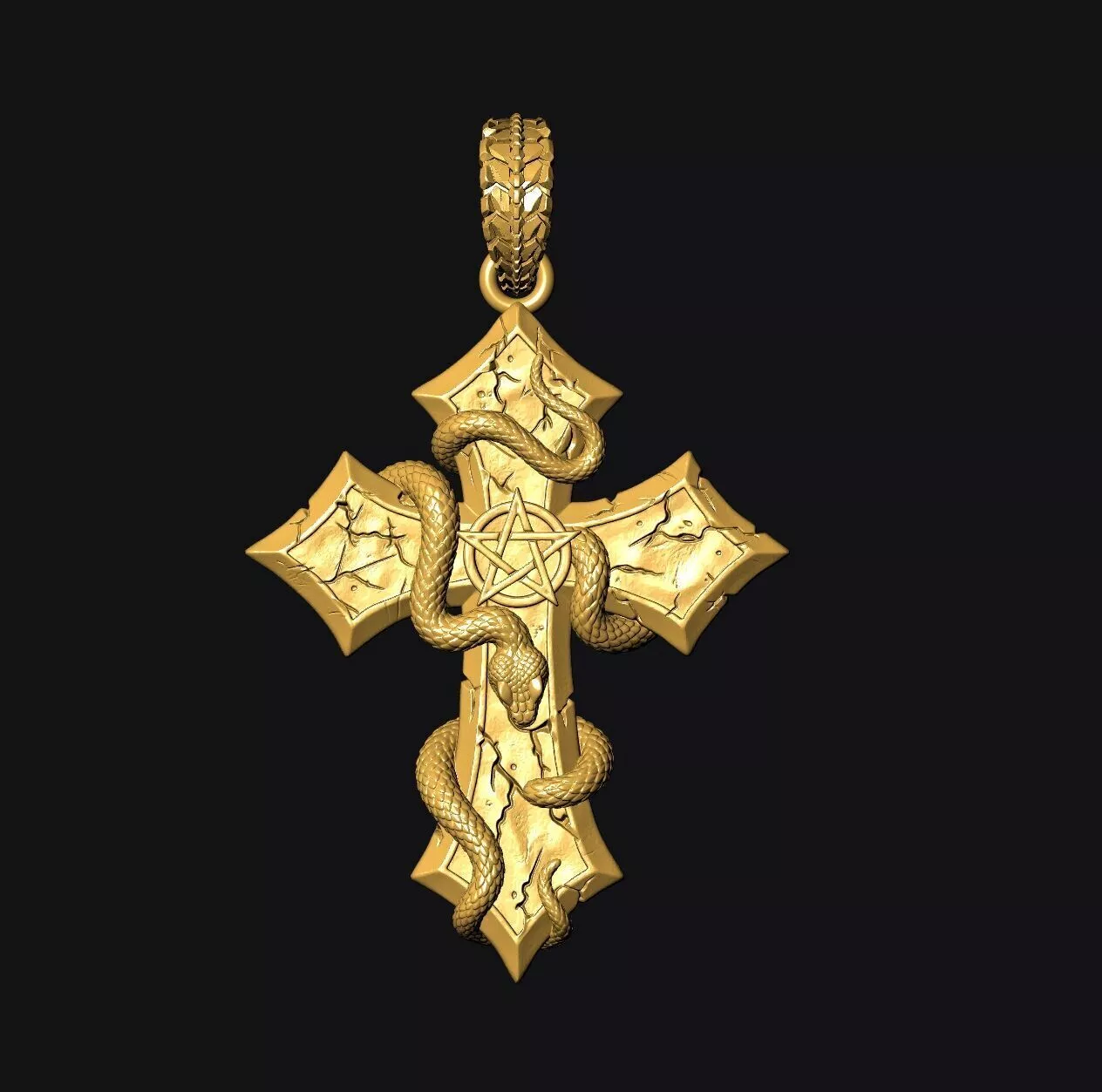 Gothic Snake pendant charms - one inch pendant 3D print model