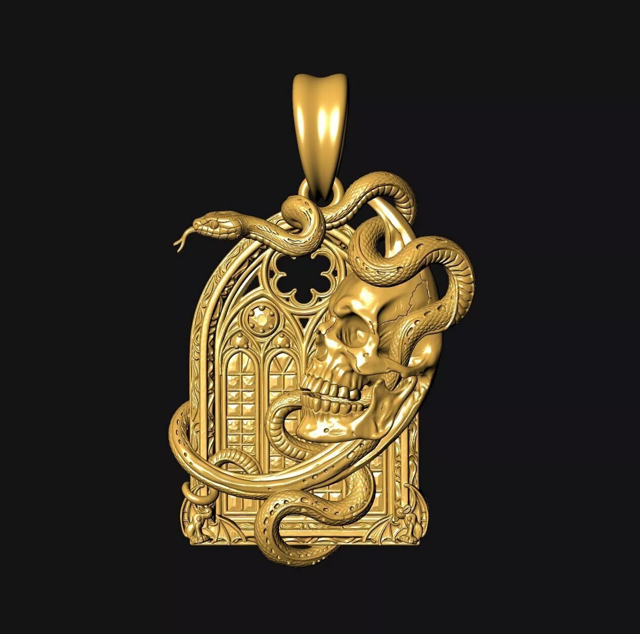 Gothic snake pendant charms - one inch pendant 3D print model