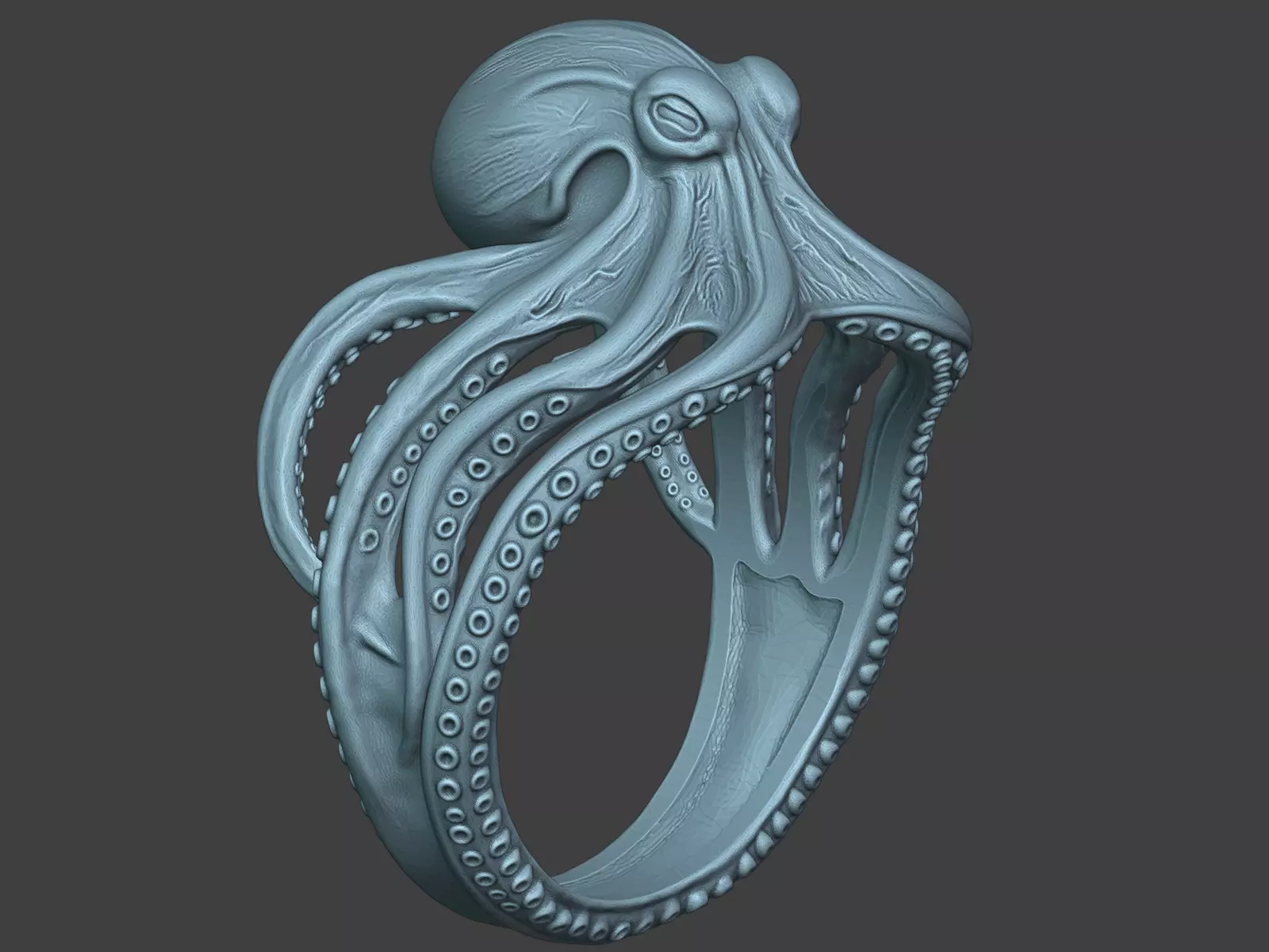 Octopus Kraken Tentacle Ring Jewelry 3D Model 17mm Size STL OBJ 3D print model