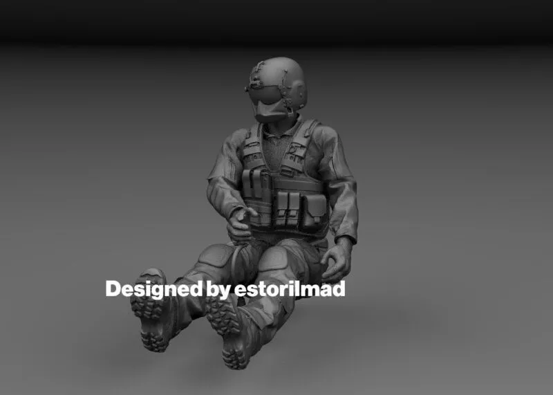 SPECIAL FORCES SOLDIERS UH-60 BLACK HAWK PILOT V1 3D print model