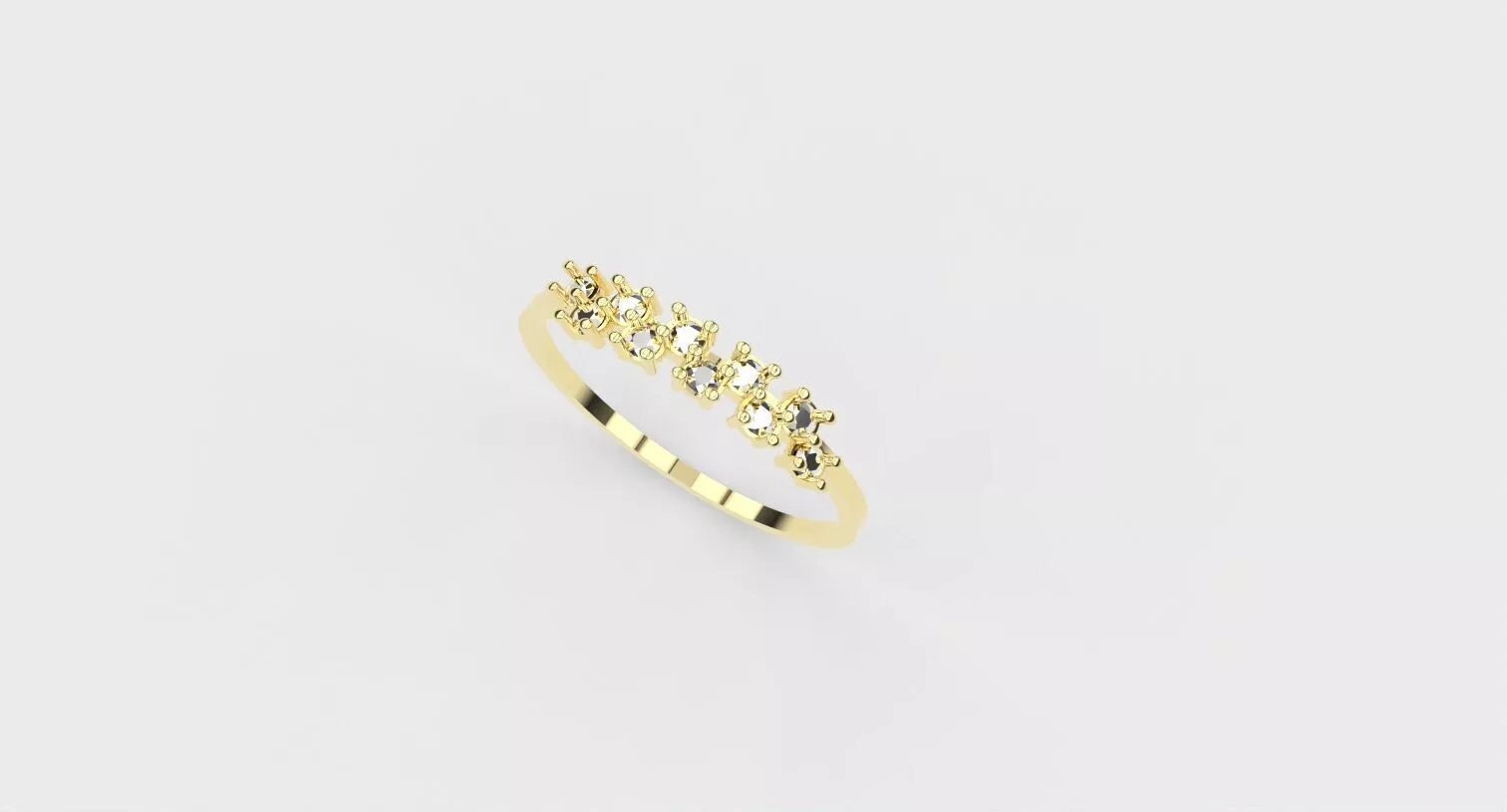 Very slim Zig Zag Diamond Ring 10 Stones 3D print model