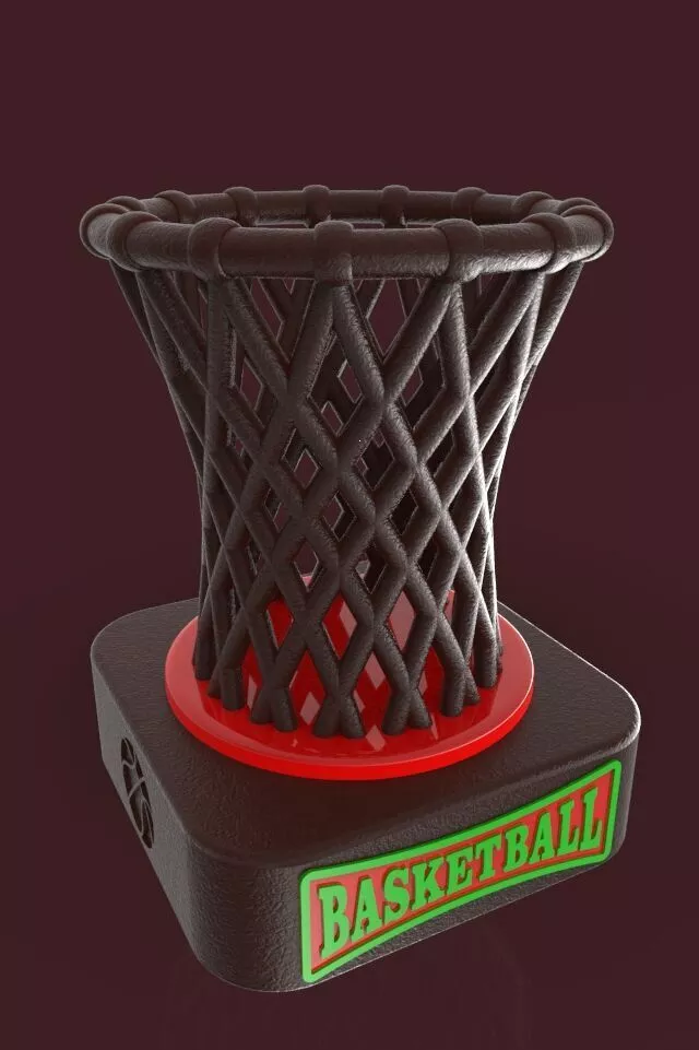 Basketball Hoop Desk Organizer STL Pen Holder 3D Print Gift 3D print model