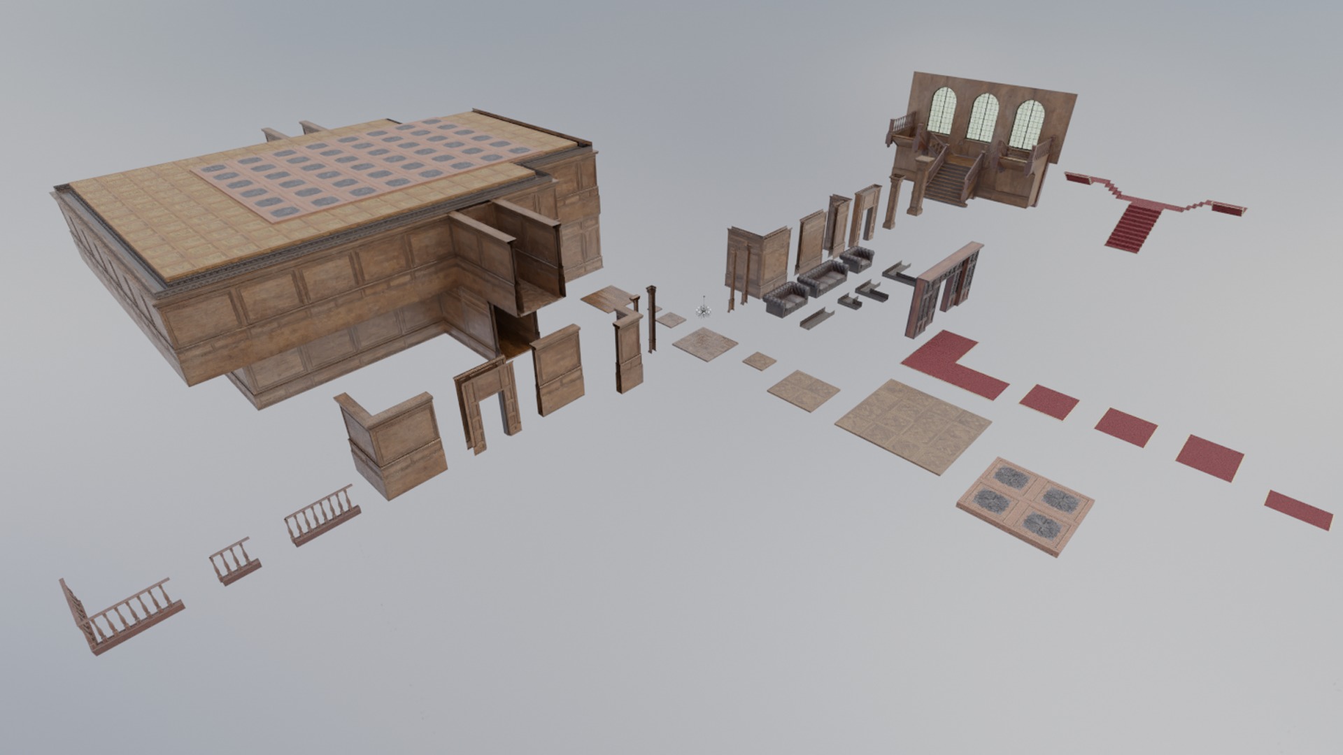 Ballroom Low-poly 3D model_5