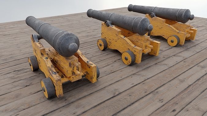 Pirate Ship Medieval Boat Cannon Low-poly 3D model