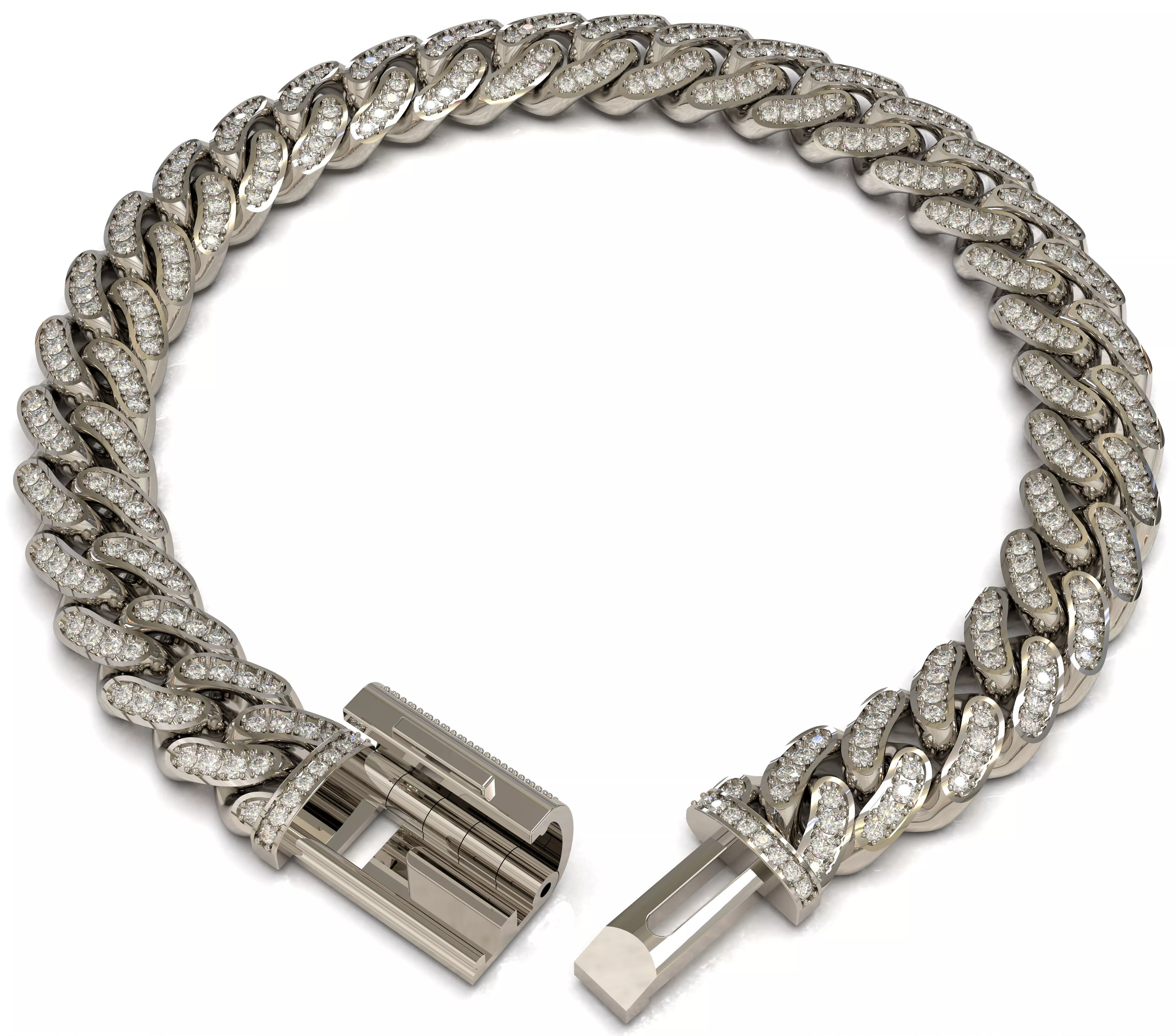 Miami Cuban 8mm bracelet or necklace Gemstone set version 3D print model