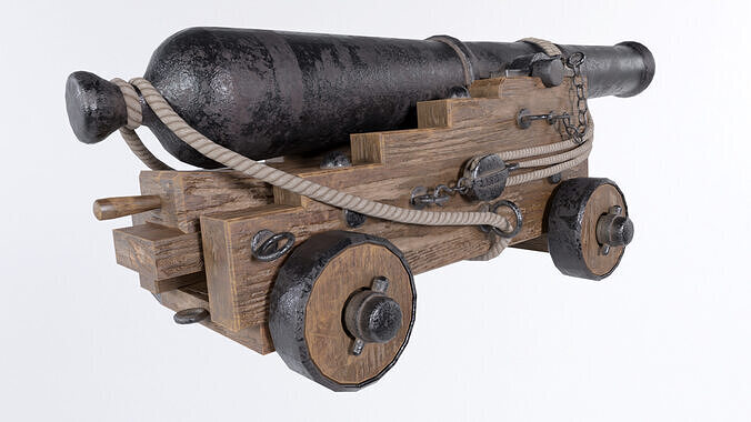 Pirate Ship Cannon Low-poly 3D model