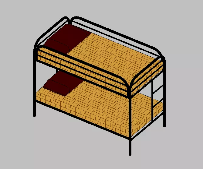 Modern Metal Bunk Bed for Dormitory and Hostel Revit BIM Model 3D model
