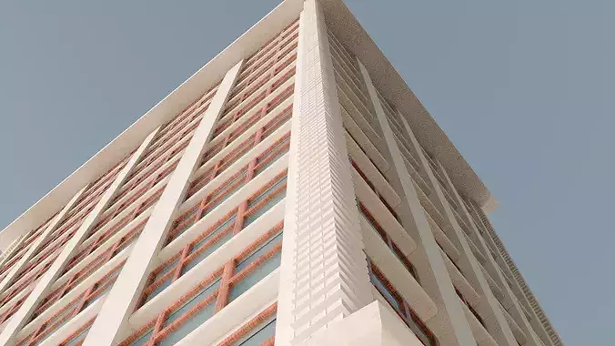 Modern High Rise Residential Building 3D Model Low-poly 3D model 6