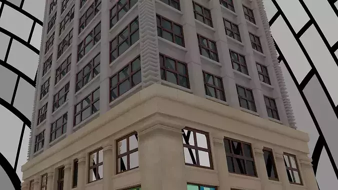 Modern High Rise Residential Building 3D Model Low-poly 3D model 7