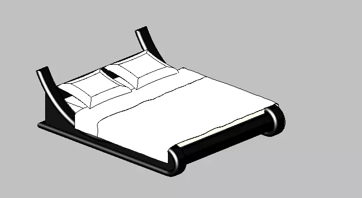 Modern Black Sleigh Double Bed Revit BIM Family Model 3D model