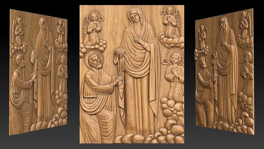 Virgin Mary with Angels Relief 3D Model CNC 3D print model