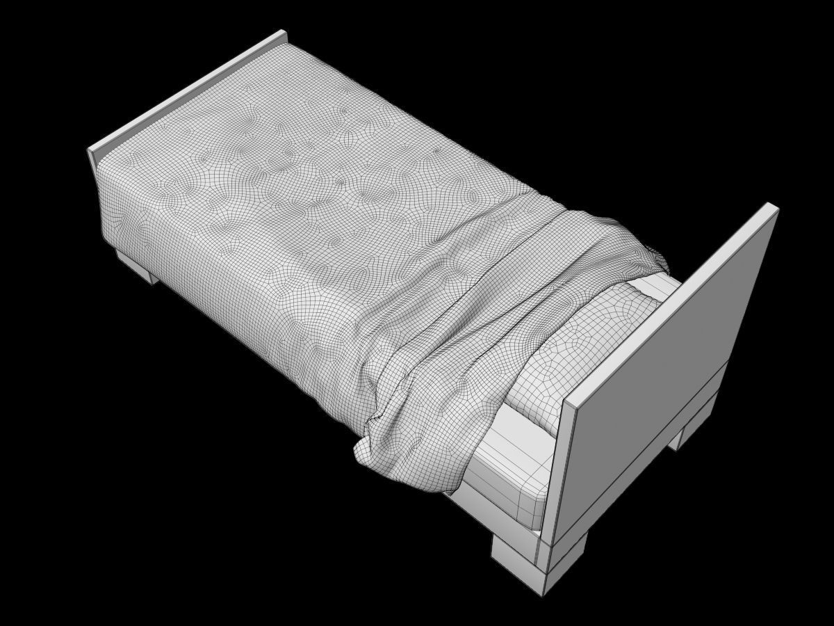 Single and Double Bed 3D model_16