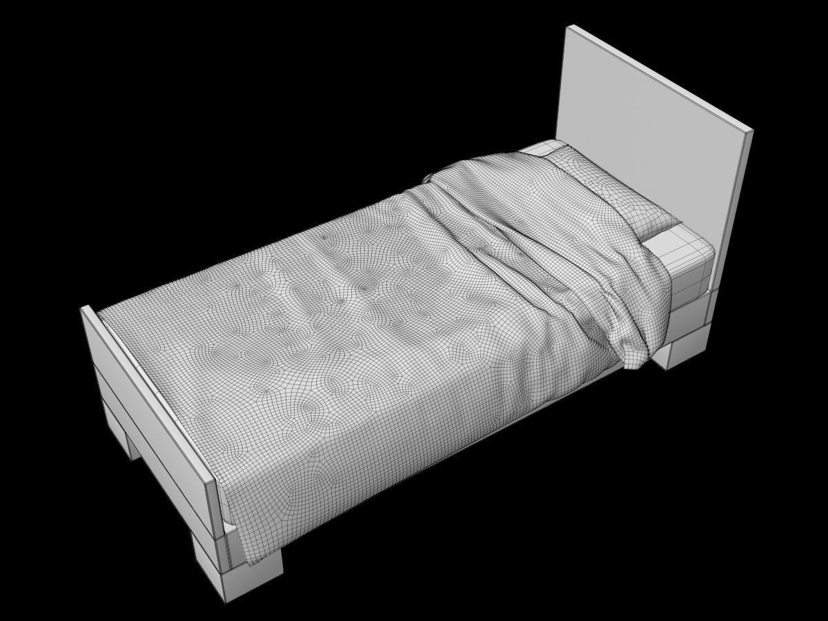 Single and Double Bed 3D model_9