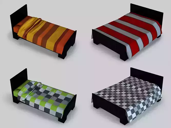 Single and Double Bed 3D model