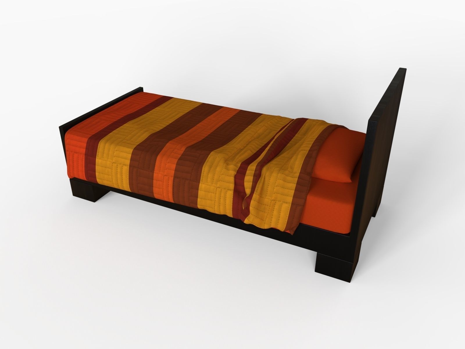 Single and Double Bed 3D model_2