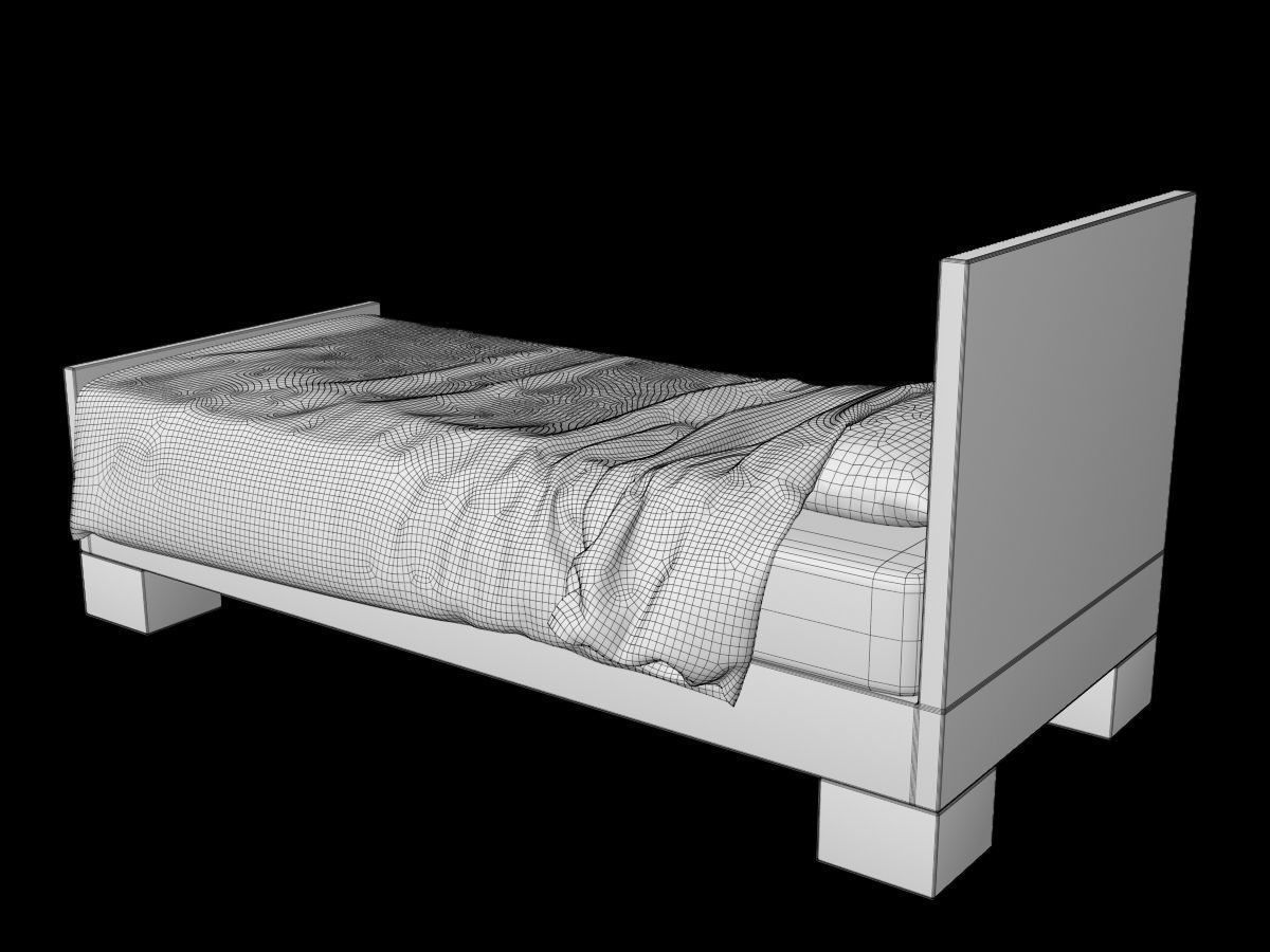 Single and Double Bed 3D model_14