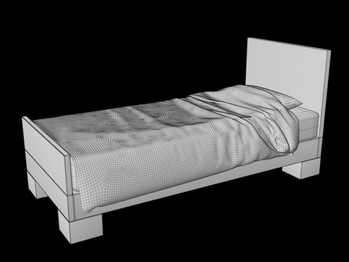 Single and Double Bed 3D model_11