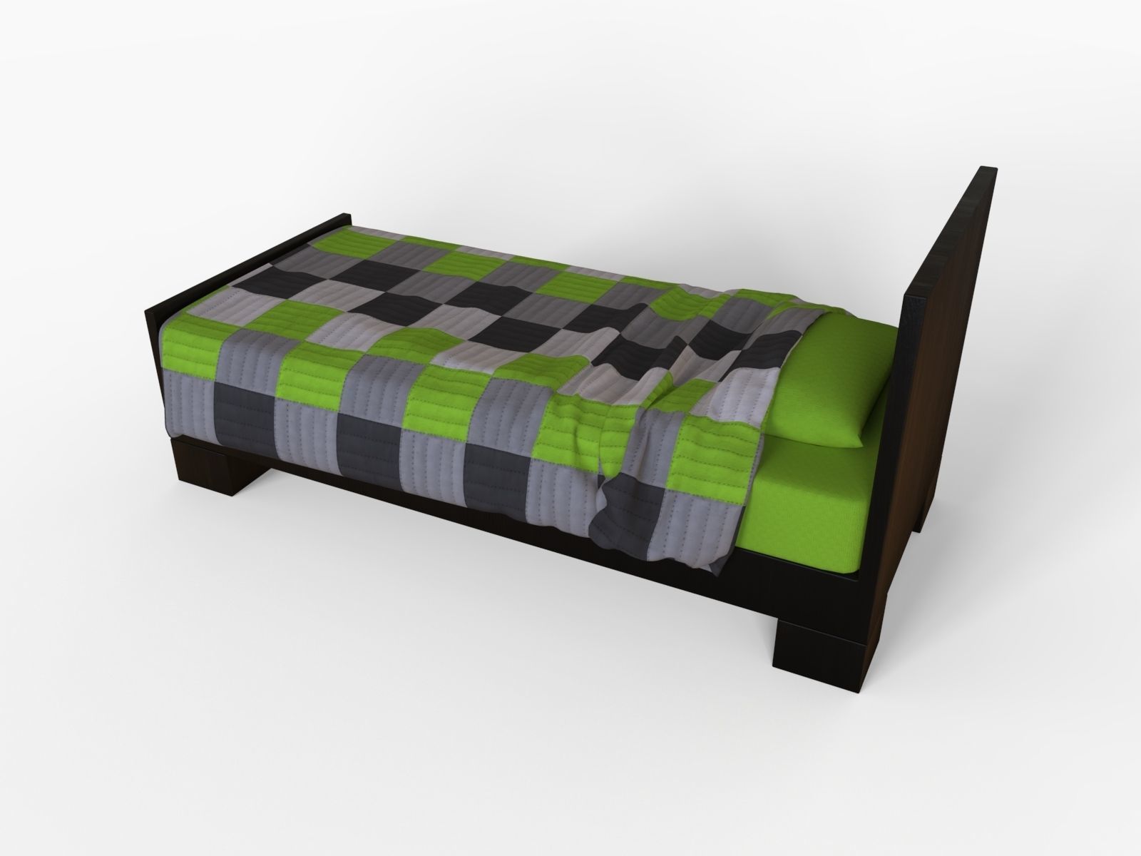 Single and Double Bed 3D model_4