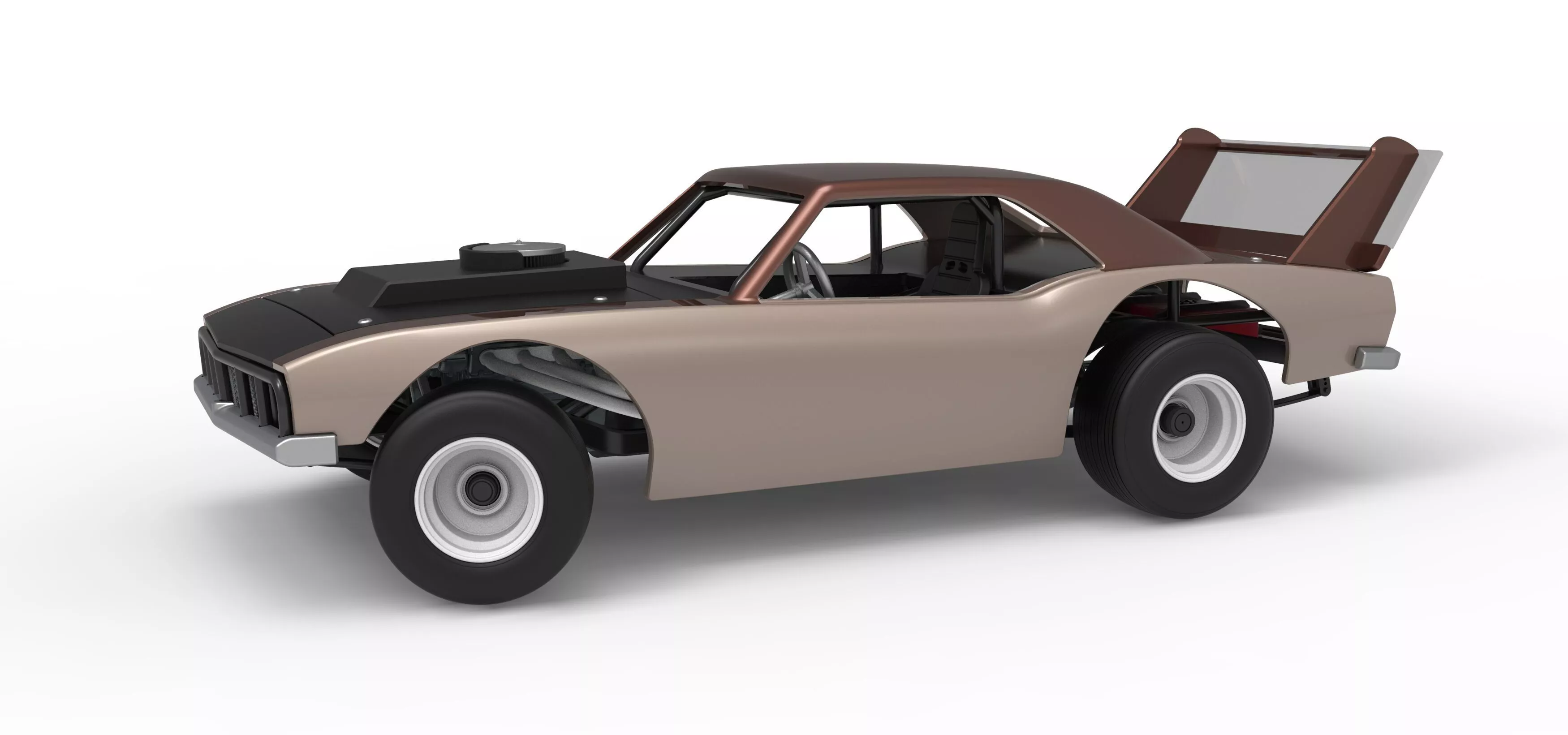 Vintage Semi-Late Model Stock Car while turning Scale 1 to 25 3D print model