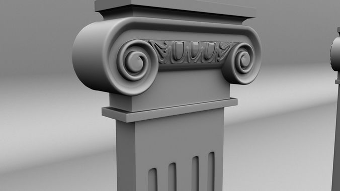 Scroll Flat Column Low-poly 3D model