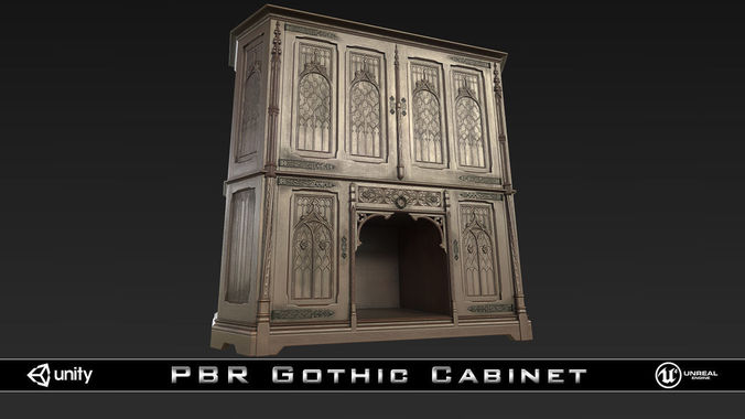 PBR Gothic Cabinet Low-poly 3D model