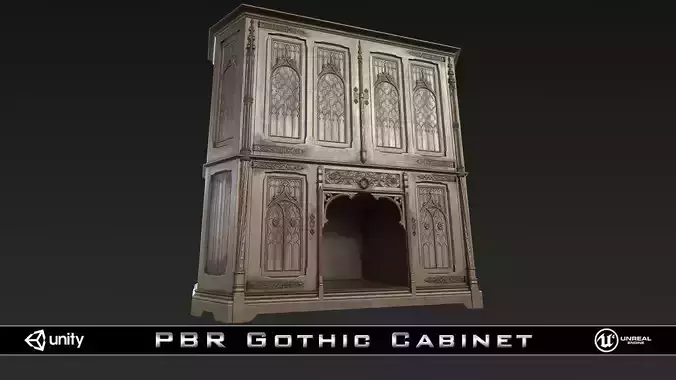 PBR Gothic Cabinet Low-poly 3D model
