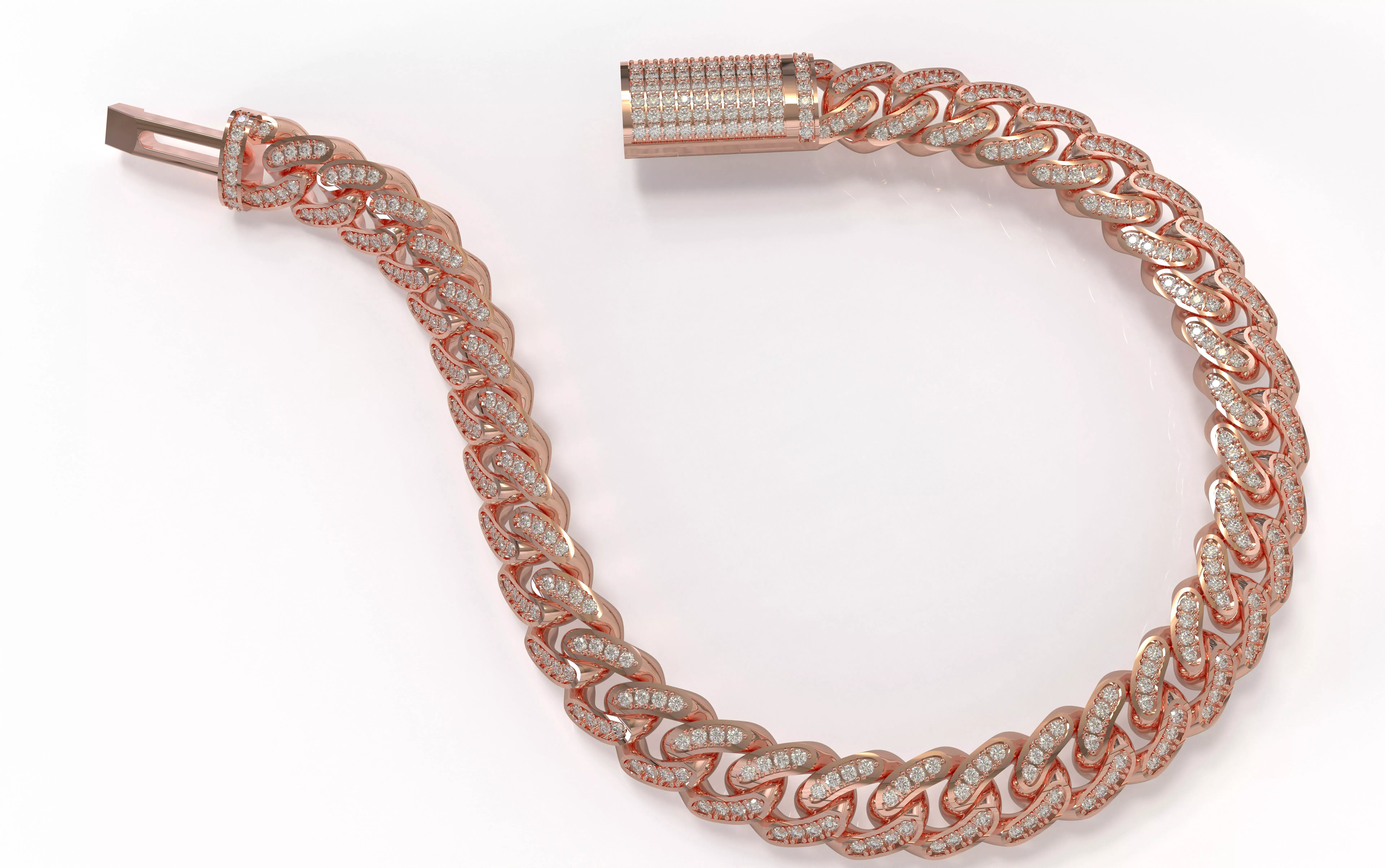 Miami Cuban 7mm bracelet or necklace Gemstone set version 3D print model
