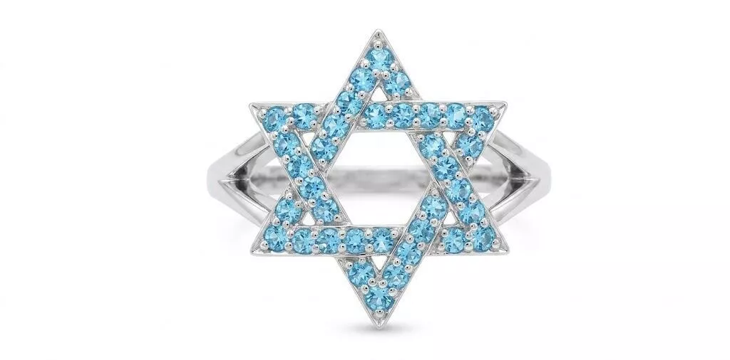 David Star Ring with Diamonds 3d Model 3D print model