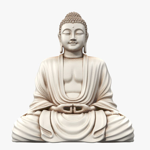 Sitting Buddha White Statue 3D model
