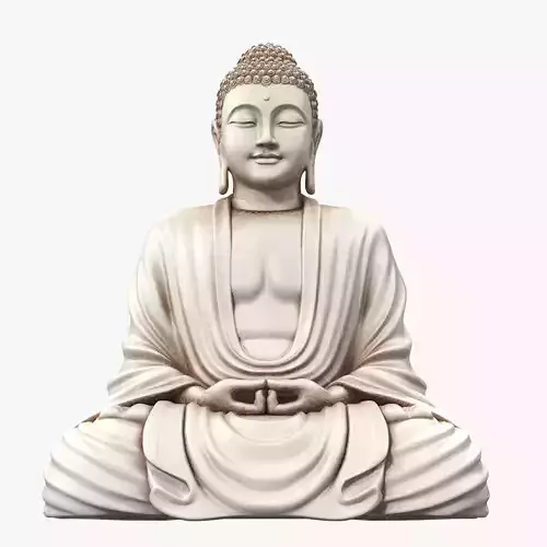 Sitting Buddha White Statue 3D model