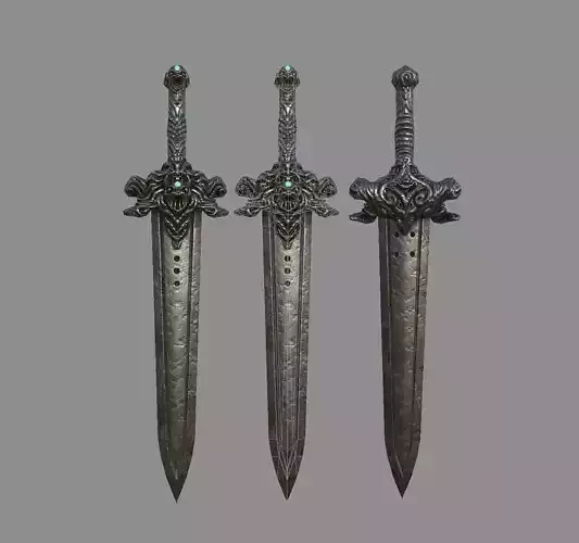 Devil Sword Lowpoly 3D Model Texturing 