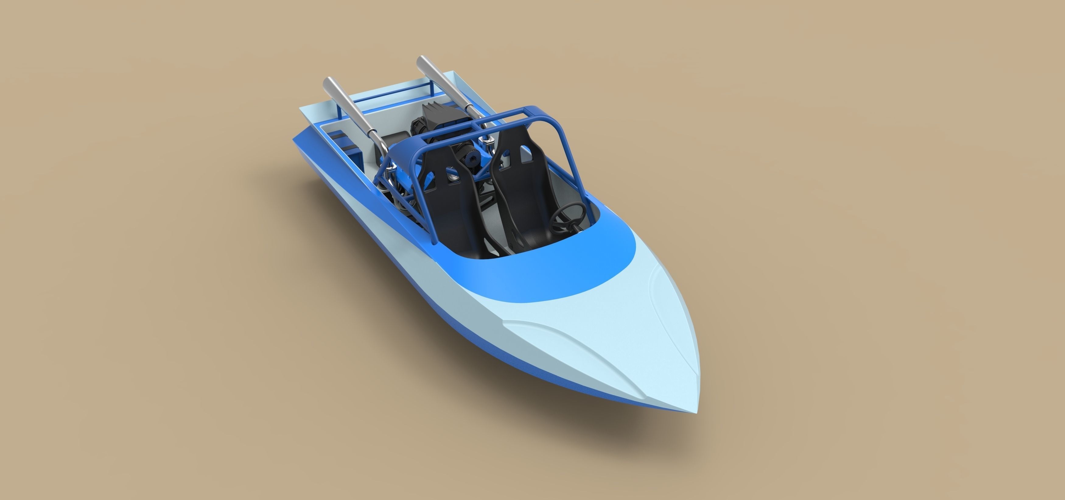Jet sprint boat 3D model_2