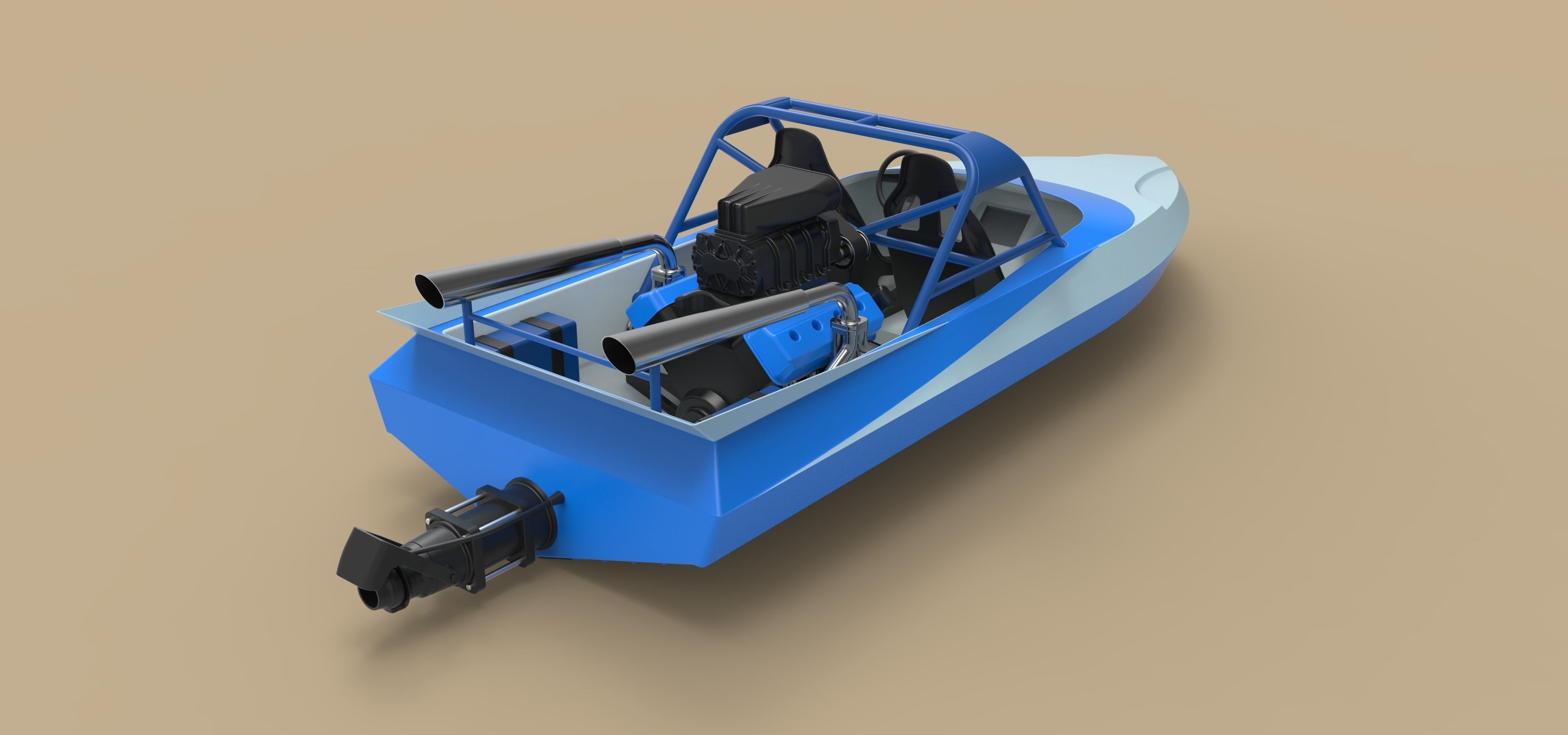 Jet sprint boat 3D model_11