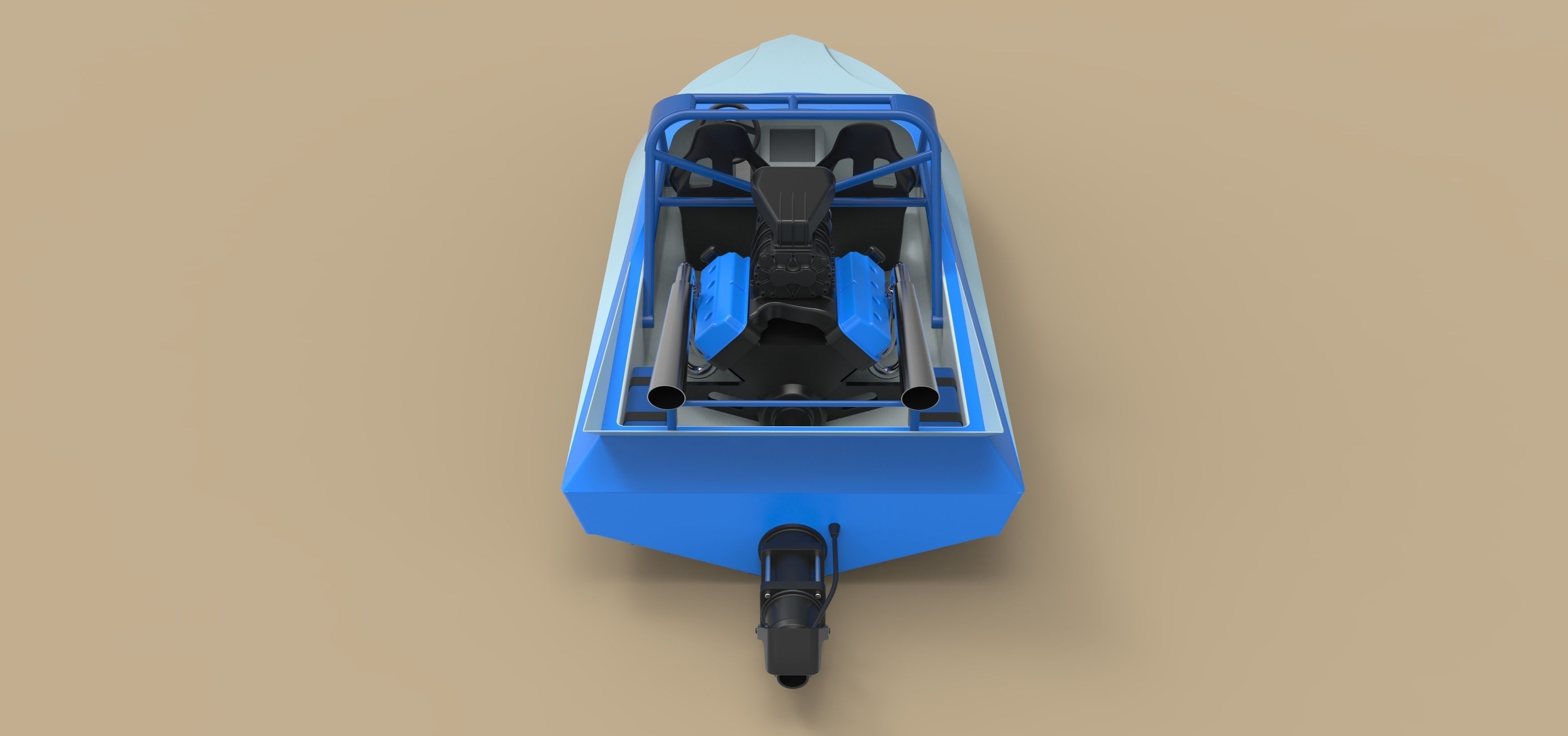 Jet sprint boat 3D model_9