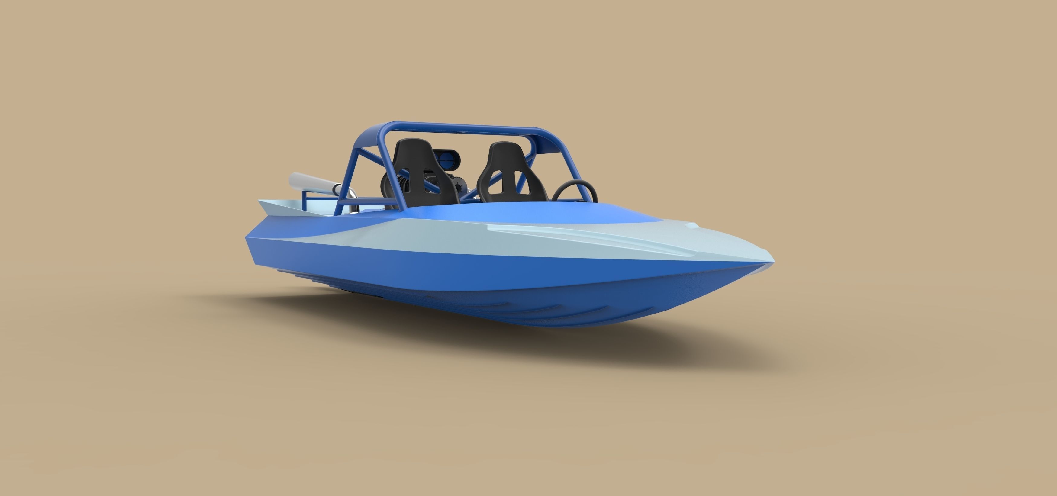 Jet sprint boat 3D model_3