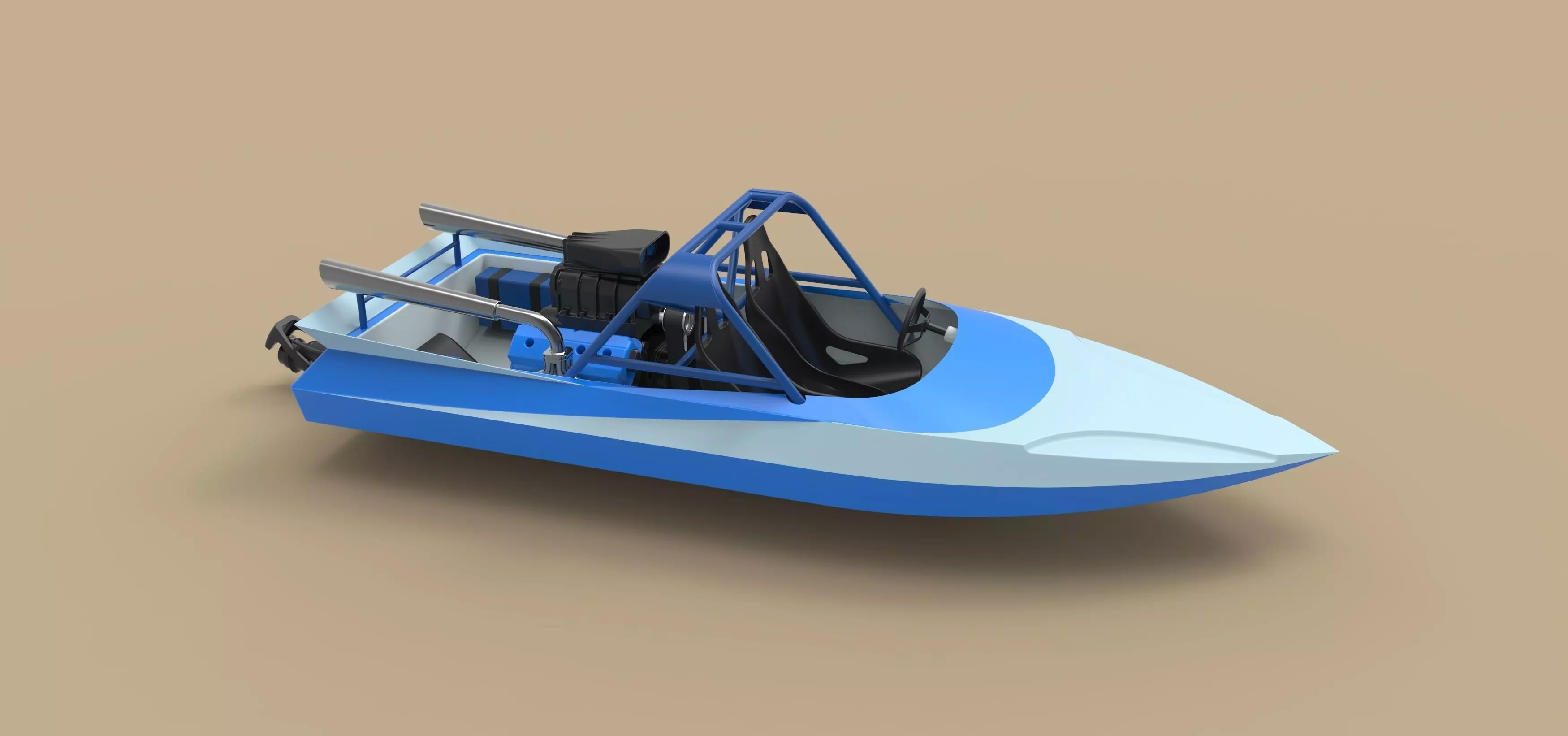 Jet sprint boat 3D model_0