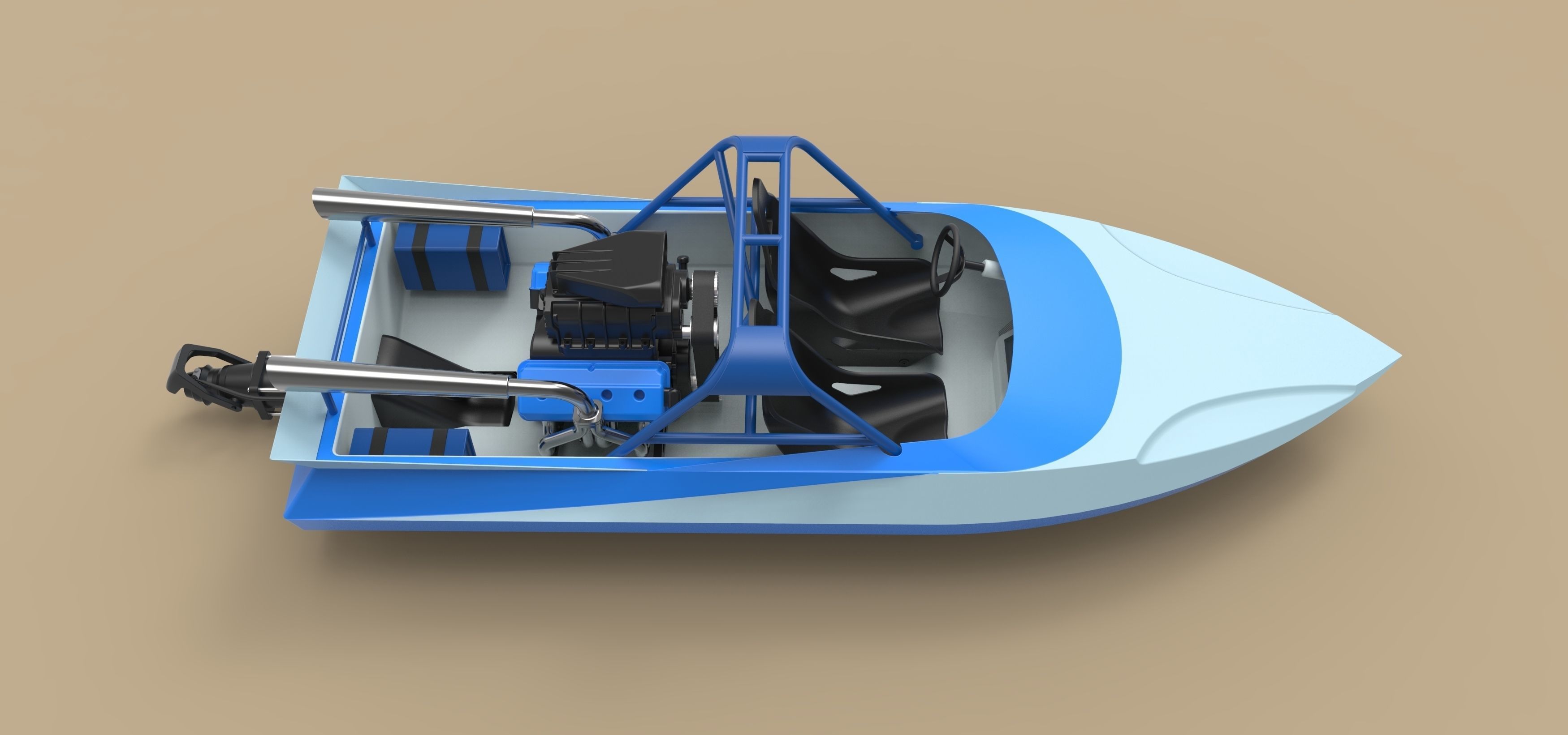 Jet sprint boat 3D model_7