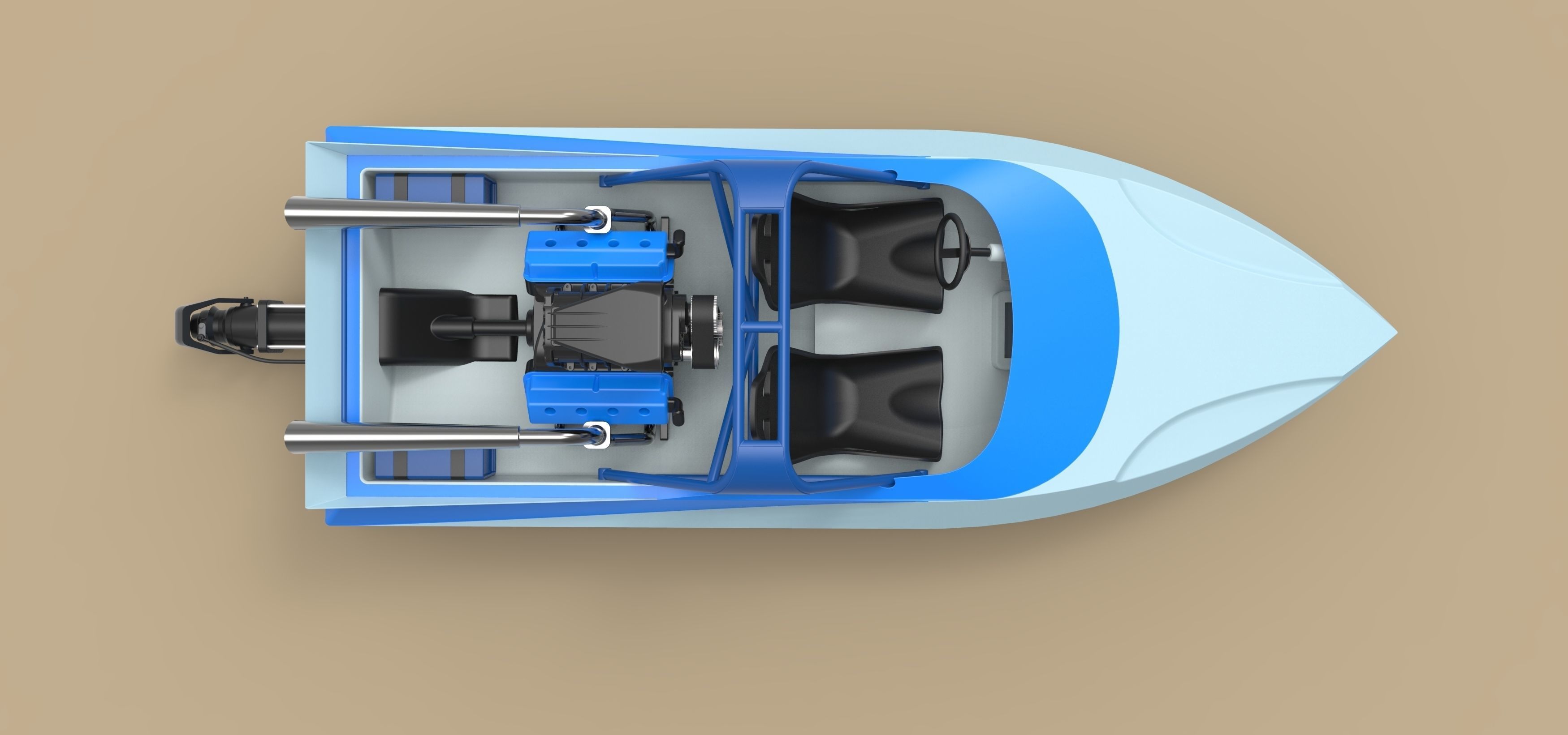Jet sprint boat 3D model_8