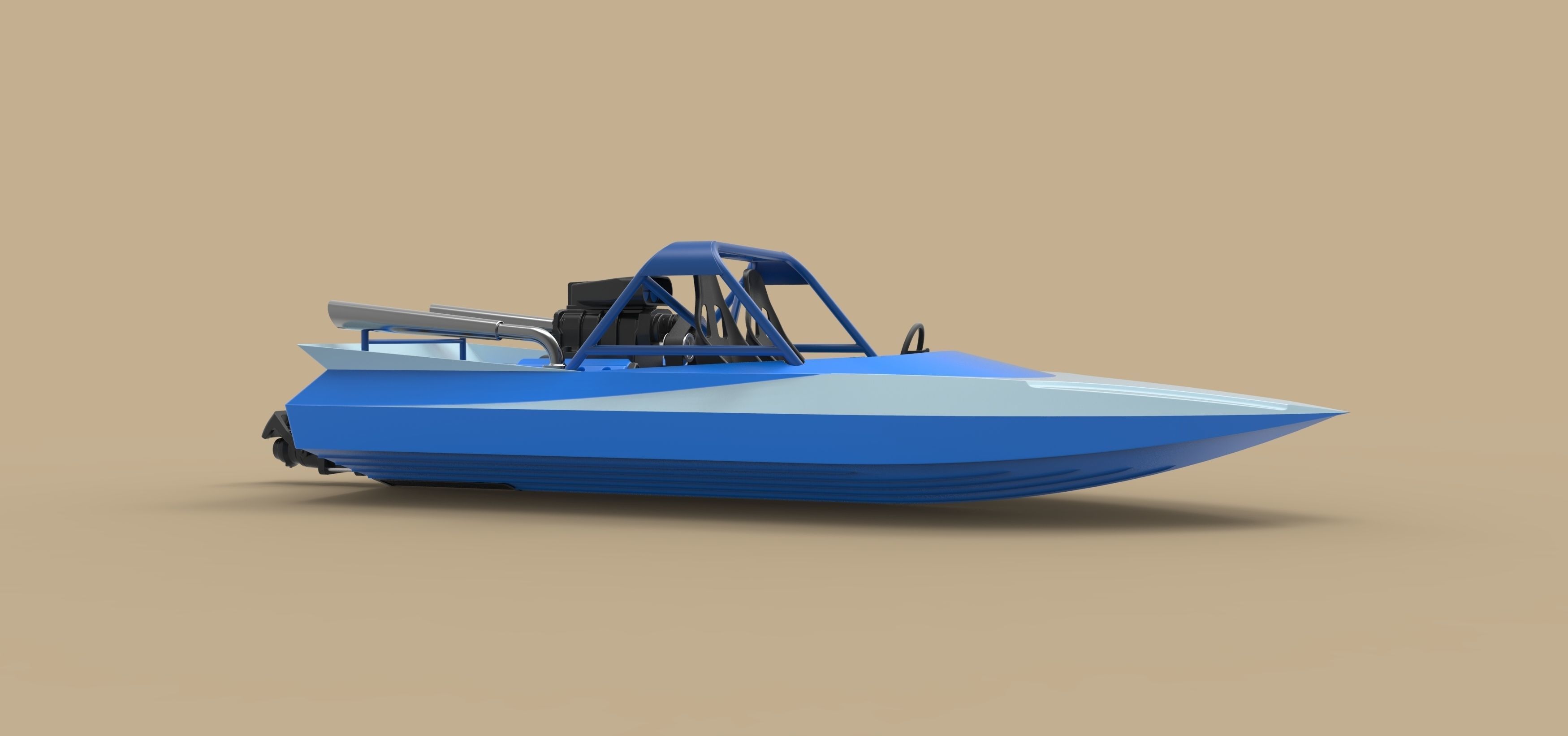 Jet sprint boat 3D model_1