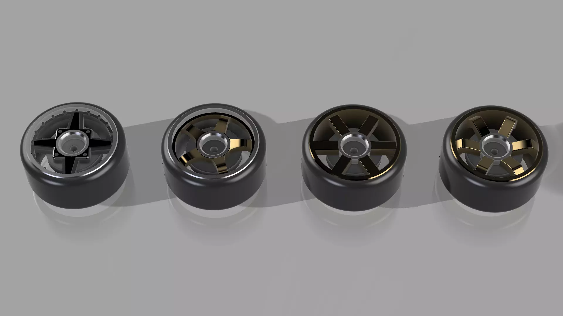 WORK RACING JDM 4 pack wheels in Hot Wheels scale 3D print model