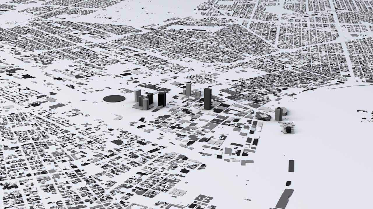 New Orleans Downtown Streets and Buildings 3D model_2