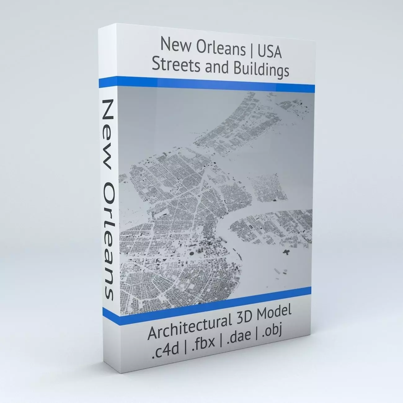 New Orleans Downtown Streets and Buildings 3D model_0