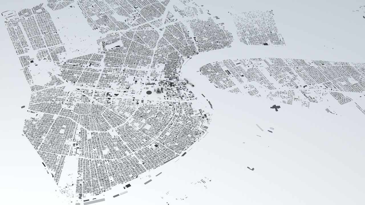 New Orleans Downtown Streets and Buildings 3D model_1