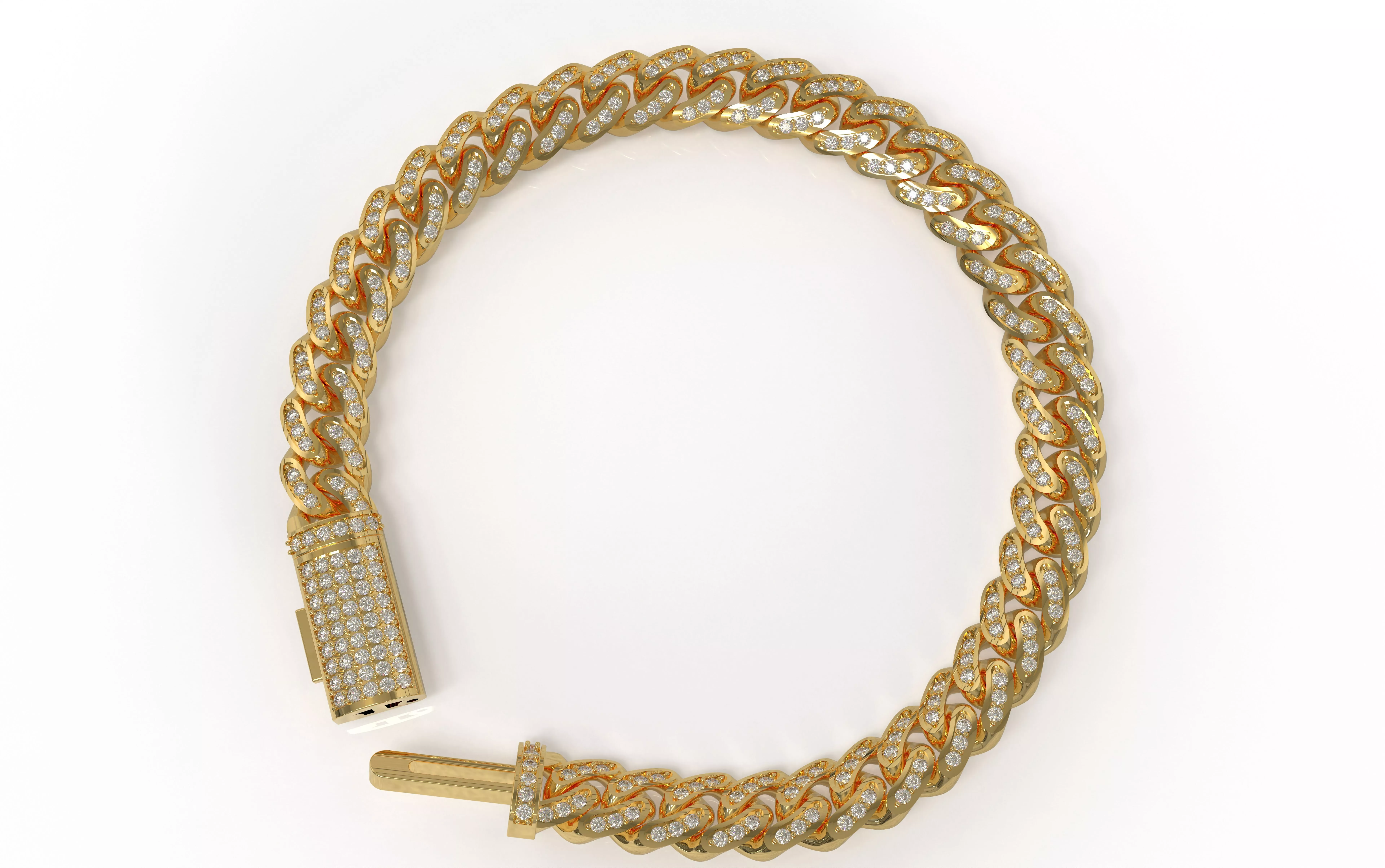 Miami Cuban 6mm bracelet or necklace Gemstone set version 3D print model