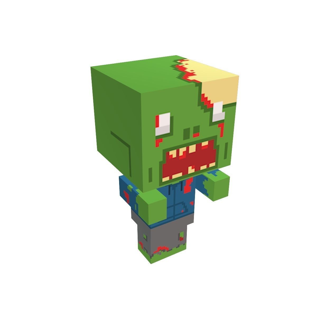 Block Zombies Game Ready Low-poly 3D model_12