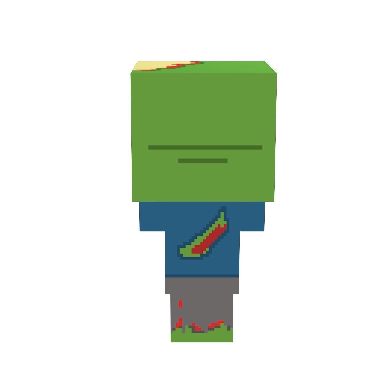 Block Zombies Game Ready Low-poly 3D model_15