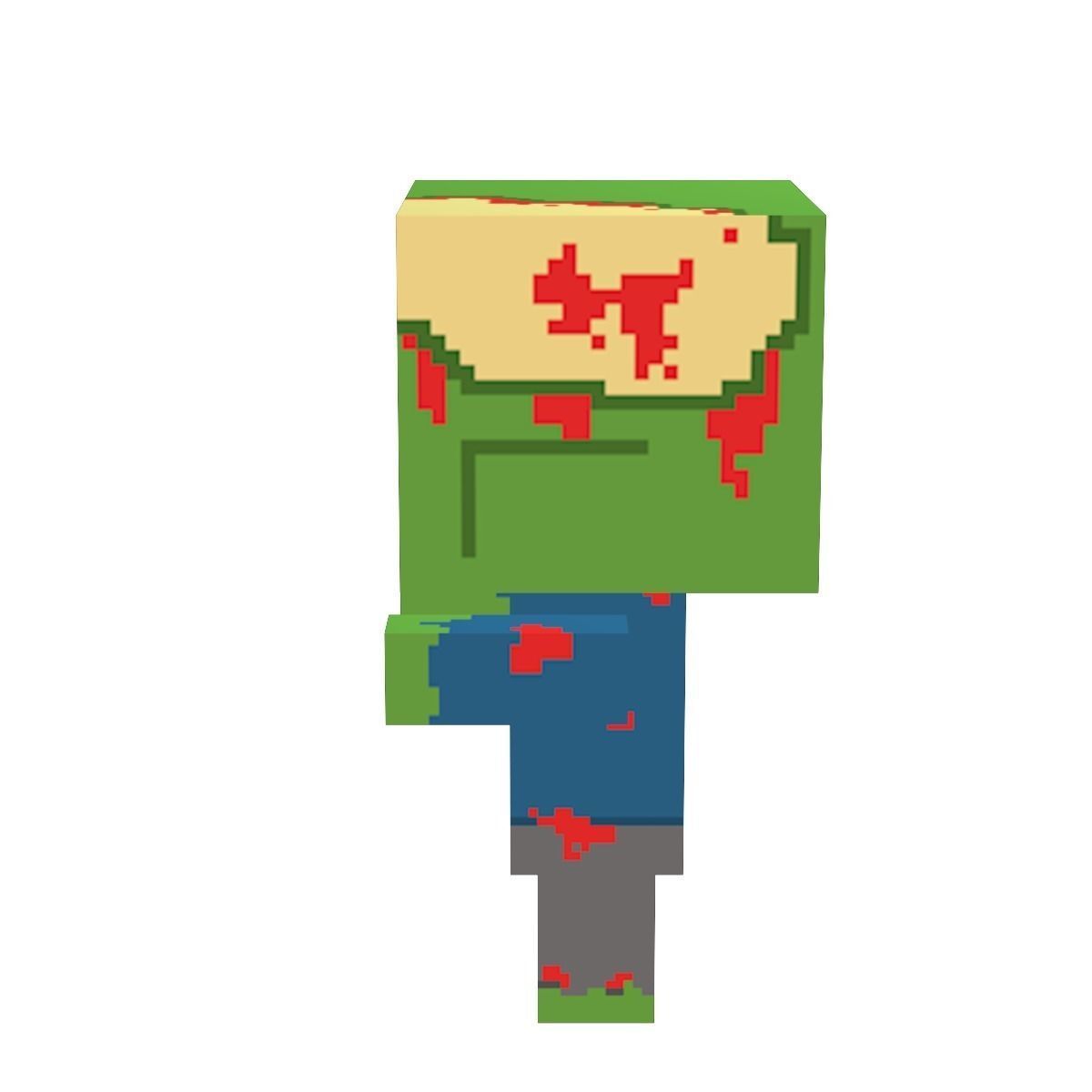 Block Zombies Game Ready Low-poly 3D model_14